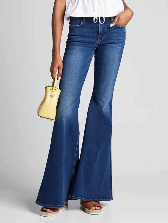 Frame Denim Denim - FRAME Denim Le Super Flare High Waist Jeans Blue Wash Festival Ultra Flare 70s